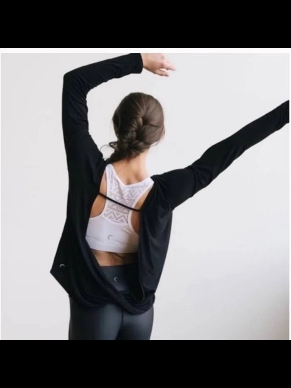 ZYIA Black Long Sleeve Open-Back Top NWOT
